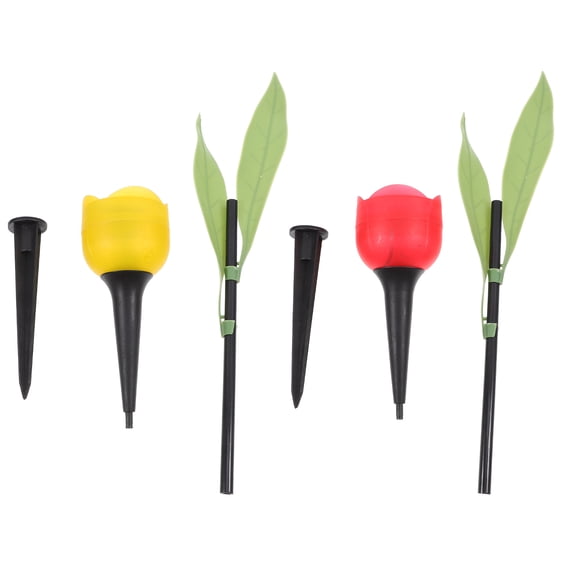 TEHAUX Solar Garden Lights Set of 2 Assorted Color Creative LED Flower Outdoor Lamps for Lawn Pathway