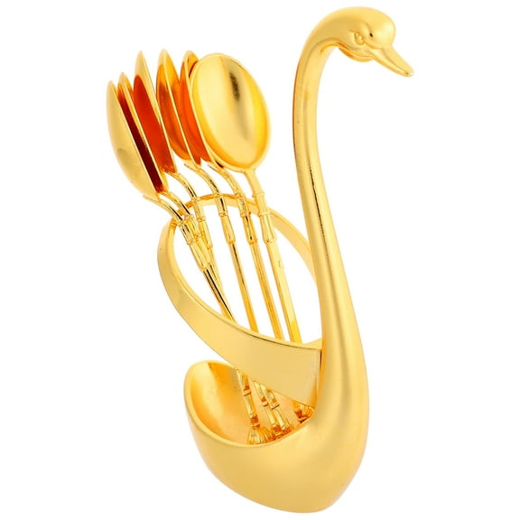 TEHAUX Alloy Swan Dessert Cake Spoon Tableware for Household Users 1 Set
