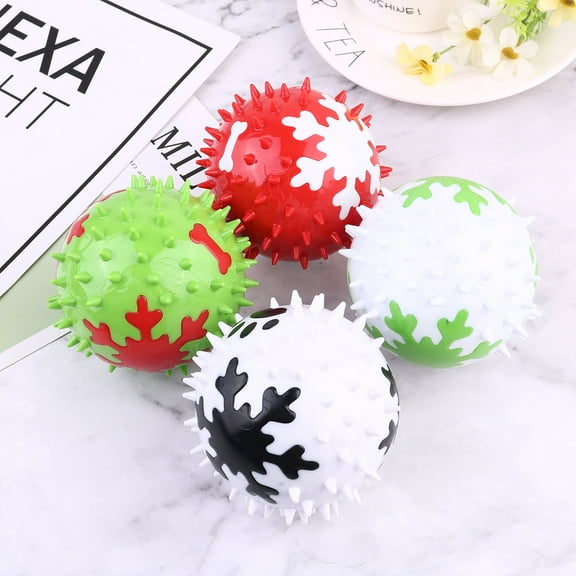 TEHAUX Green TPR Squeaky Ball Toy for Small Dogs - Durable and Fun 1 Set