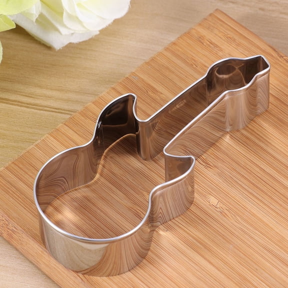 TEHAUX Guitar Shape Cookie Cutters 4Pcs 12X4.5Cm Silver Stainless Steel Fondant Cutting