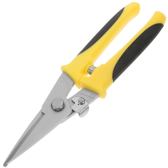 TEHAUX Stainless Steel Metal Sheet Scissor for Cutting with Safety Features and AntiSkid Design Yellow 1pc
