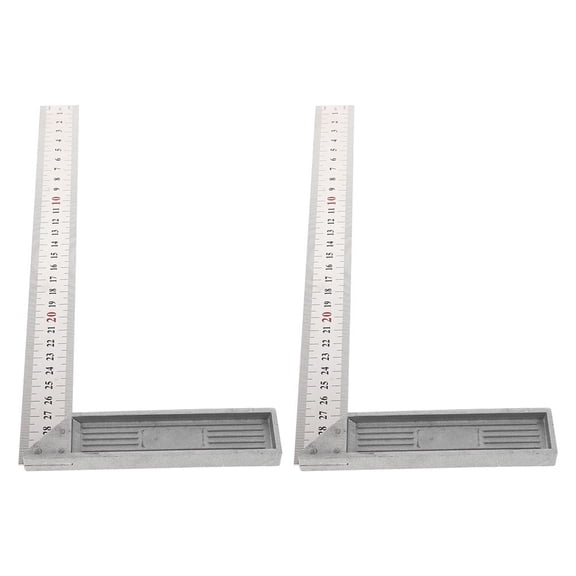 TEHAUX 2Pcs Stainless Steel Carpenter Woodworking Measuring Tools with Right Angle Design Plated Silver