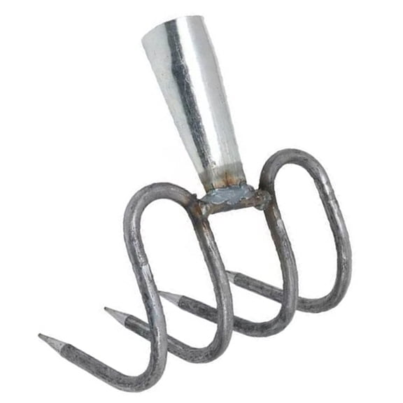 TEHAUX Durable Steel Rake Head, 4-Tine for Efficient Yard Work Grey