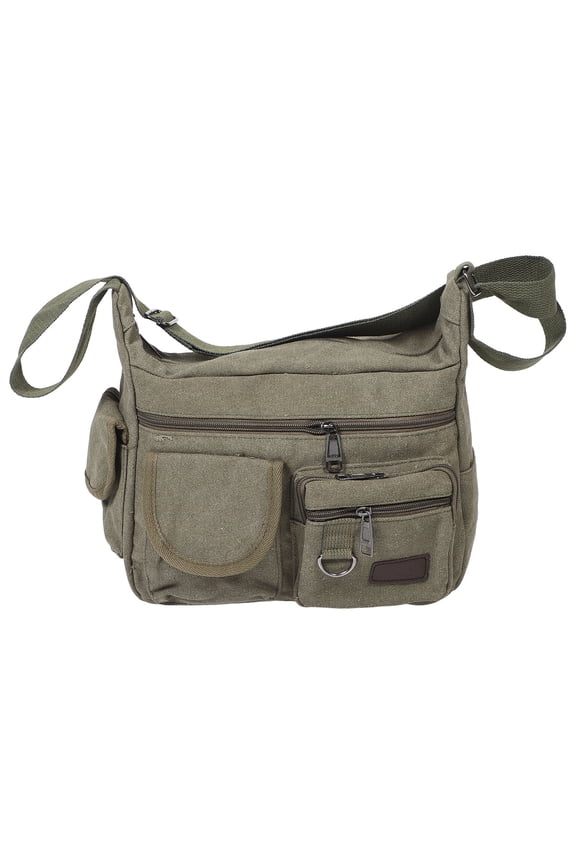 Green Vintage Canvas Messenger Bag for Men and Women, Everyday Shoulder Bag for Work and Travel