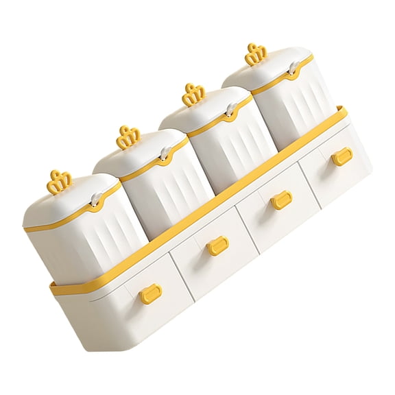 TEHAUX 1Set White Plastic Kitchen Seasoning Box Set Double Layer Storage Organizer