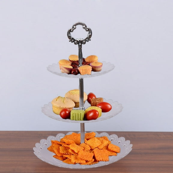 TEHAUX Three Layer Cake Stand Dessert Plate for Display Made of PP Transparent Large Capacity 12.5 Inches
