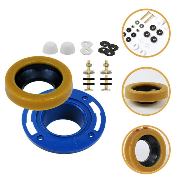 TEHAUX Toilet Wax Ring Replacement Kit for Easy Toilet Repair and Installation Includes Flange and Gasket Blue
