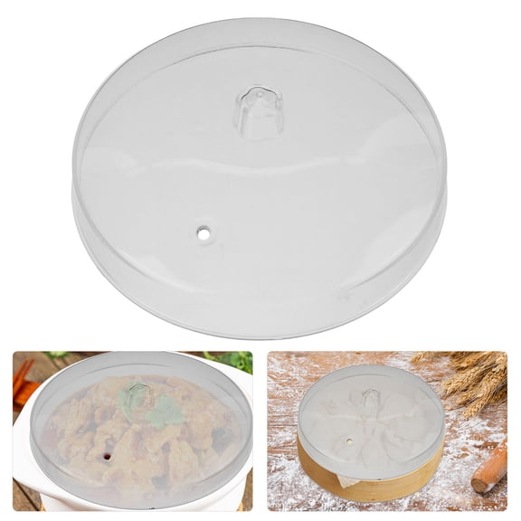 TEHAUX Reusable Transparent Steamer Cover with Round Edge for Home Kitchen Cooking and Food Preparation Accessory