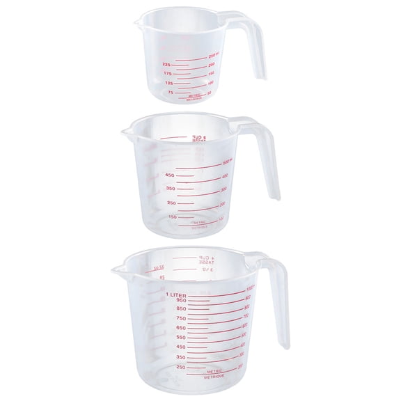 TEHAUX 3-Piece Baking Measuring Cups Set, Assorted Colors, Lightweight Transparent PP Material, Compact and Kitchen Tools