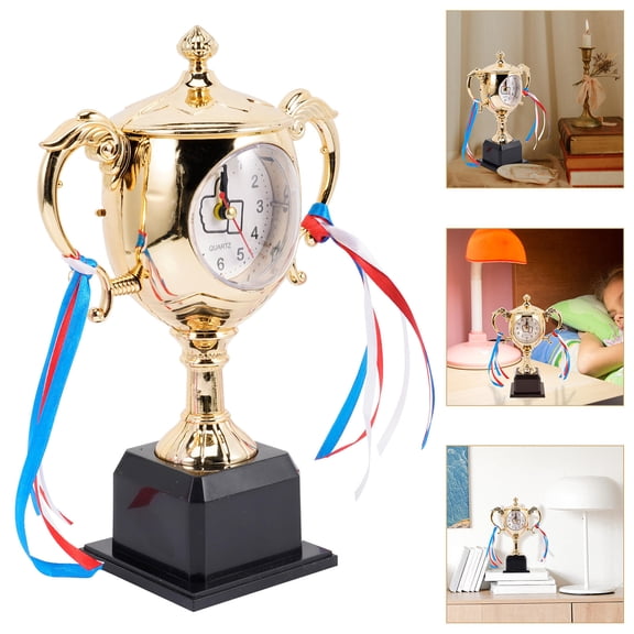 TEHAUX Trophy Shape Alarm Clock for Decoration Assorted Color ABS Modern Design Ideal Graduation Gift 6.5 x 4.5 x 2.5 inches