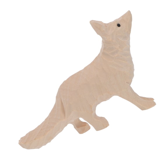 TEHAUX Natural Wood Fox Sculpture Light Yellow for Arts and Home Decor