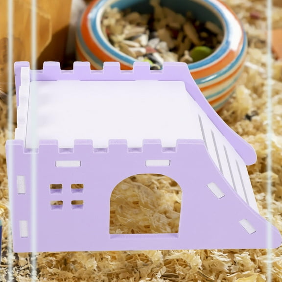 TEHAUX Violet PVC Hamster Hideout House for Small Pets, Multi-Use Play Shelter, 7.5 x 7.5 x 8.5 Inch Small Animal Habitat