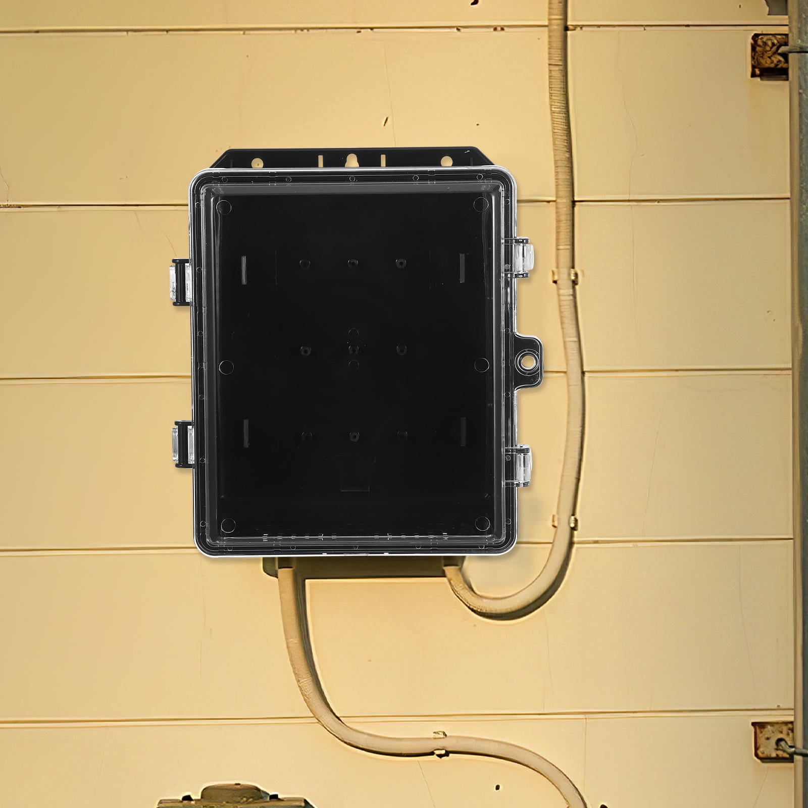 TEHAUX Water Resistant Outdoor Socket Box Black Easy Install Protective Power Distribution Enclosure