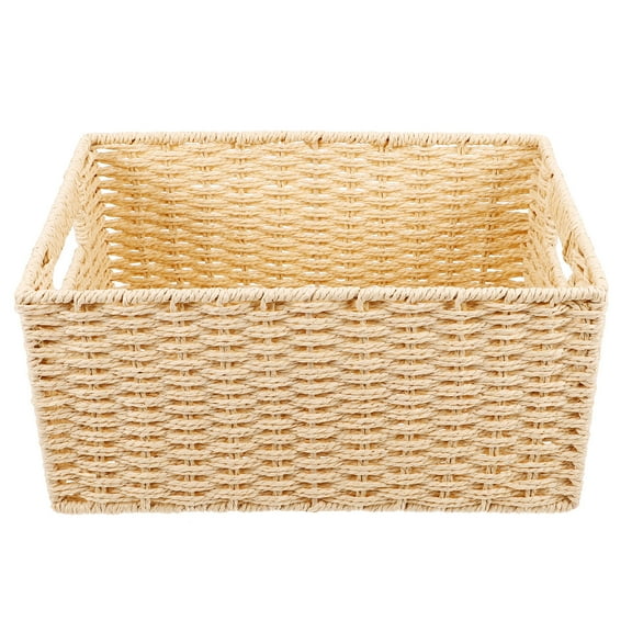 TEHAUX  Weaving Baskets Organization Wicker Woven Storage Crate Beige