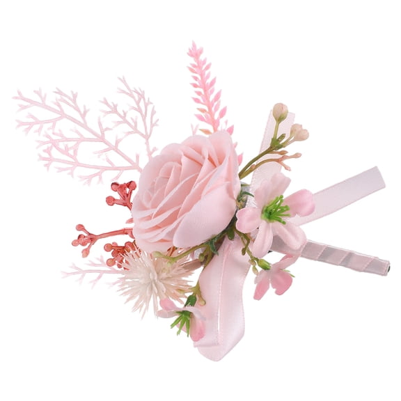 TEHAUX Wedding Pink Artificial Flower Boutonniere for Men with Natural Design Lightweight Comfort
