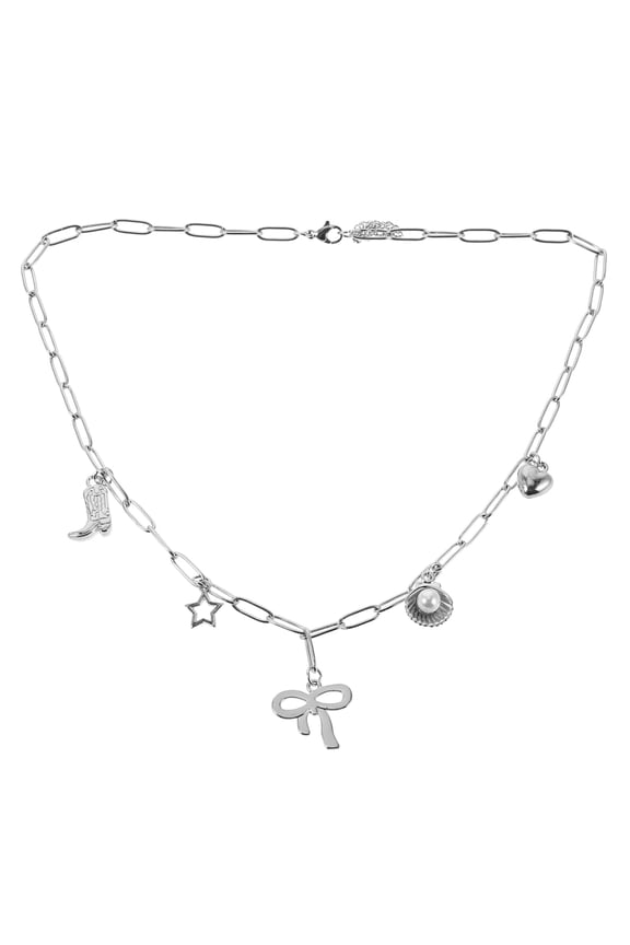 Cowgirl Accessories Stainless Steel Bowknot Star Pendant Necklace