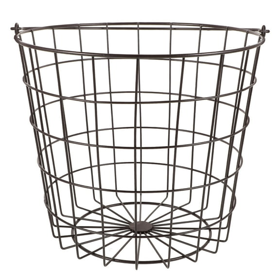 TEHAUX Round Iron Wire Basket with Handle Coffee Color for Home Use