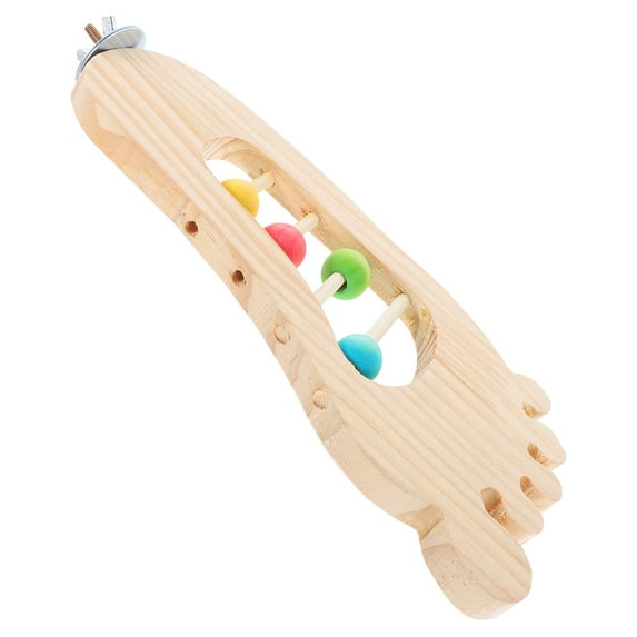 TEHAUX Wood Parrot Stand with Foot-Shaped Perch, Multi-Color, Easy to Install and Clean, Perfect for Cage
