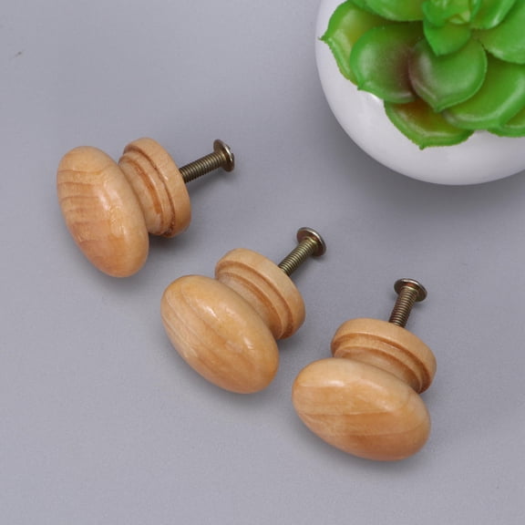 TEHAUX Wooden Cabinet Knob for Drawer Use Khaki Color Pure Natural Wood Material with Screws Included 30 Pieces
