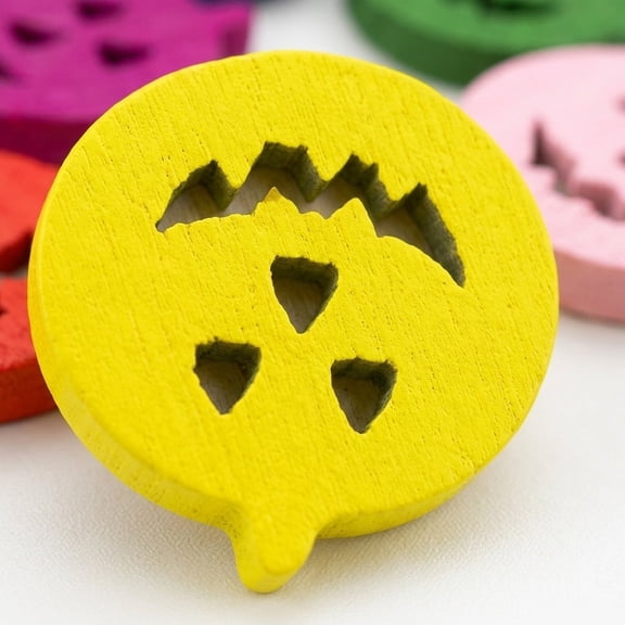 TEHAUX 50 Pcs Wooden Pumpkin Buttons for Sewing DIY Craft Season