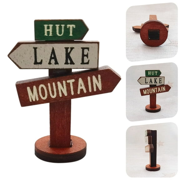 TEHAUX Wooden Guide Boards Garden Signs Outdoor Micro Landscape Adornments 2Pcs 5.3x4x1.3in