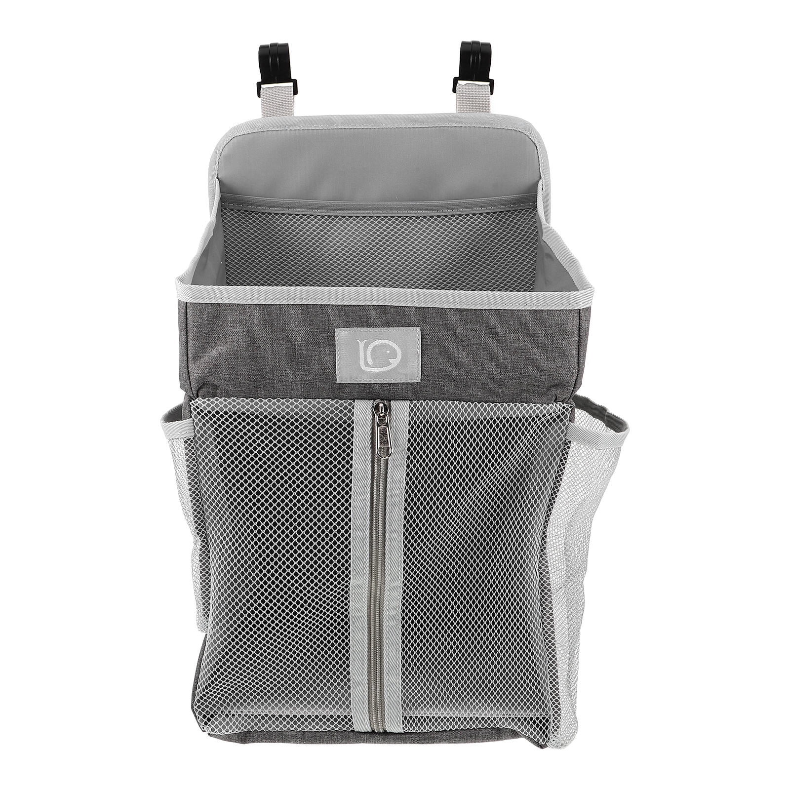 TEHAUX Baby Bedside Storage Bag Dark Grey Polyester Organizer for Nursery and Home, 1 Pack, Multi-Pocket Design