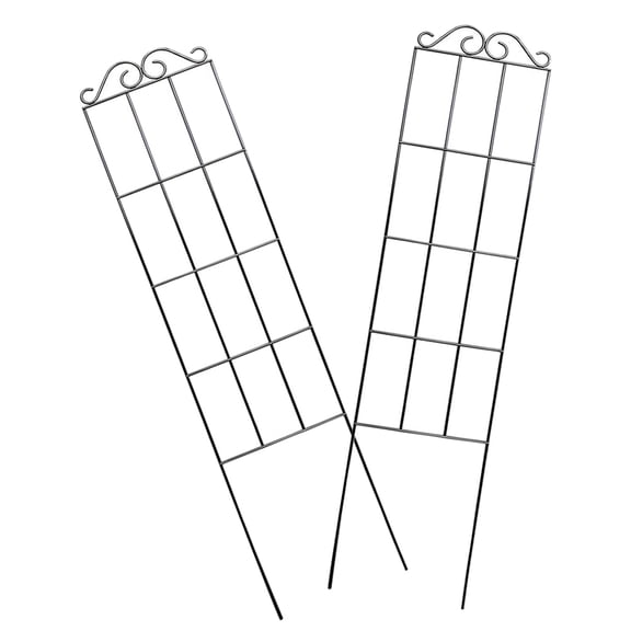 TEHAUX Metal Plant Support Trellis for Garden Vines, Black, 2 Pieces - Sturdy Climbing Frame for Plants