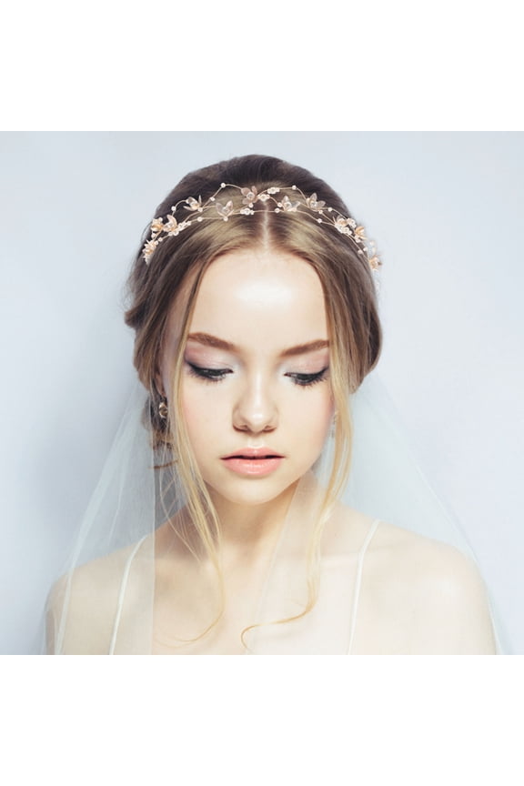 Wedding Headpiece For Women Wedding Hair Band 1Pcs Golden for Wedding Photo Prop