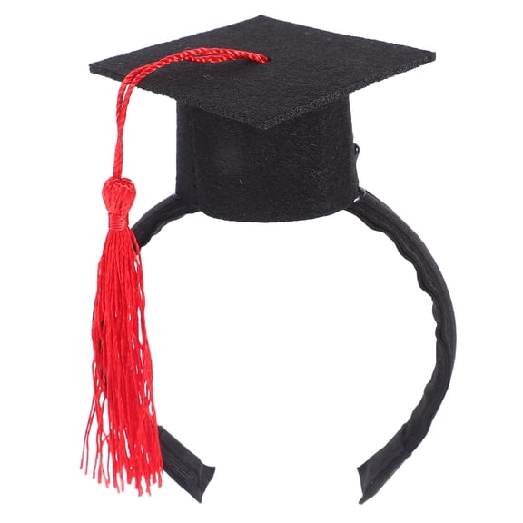 TEHAUX Black Felt Cat Headband for Pets, Graduation Party Costume, Photoshoot Accessory, 1 Piece