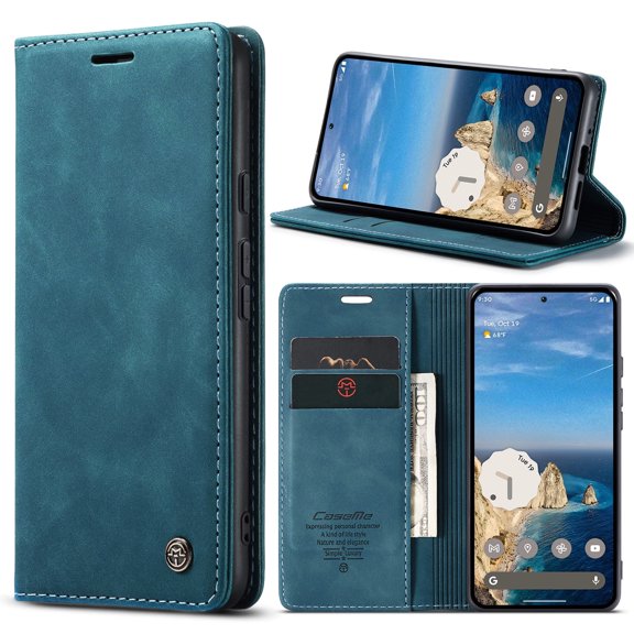 TEHC CIRCLE for Google Pixel 9 Pro XL Case (6.8") 2024 Release, Classic Wallet Flip Phone Case, Built-in Stand Function, with Card Slots & Cash Pocket, PU Leather Protective Magnetic Cover, Blue