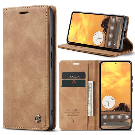 TEHC CIRCLE for Google Pixel 9 Pro XL Case (6.8") 2024 Release, Classic Wallet Flip Phone Case, Built-in Stand Function, with Card Slots & Cash Pocket, PU Leather Protective Magnetic Cover, Brown