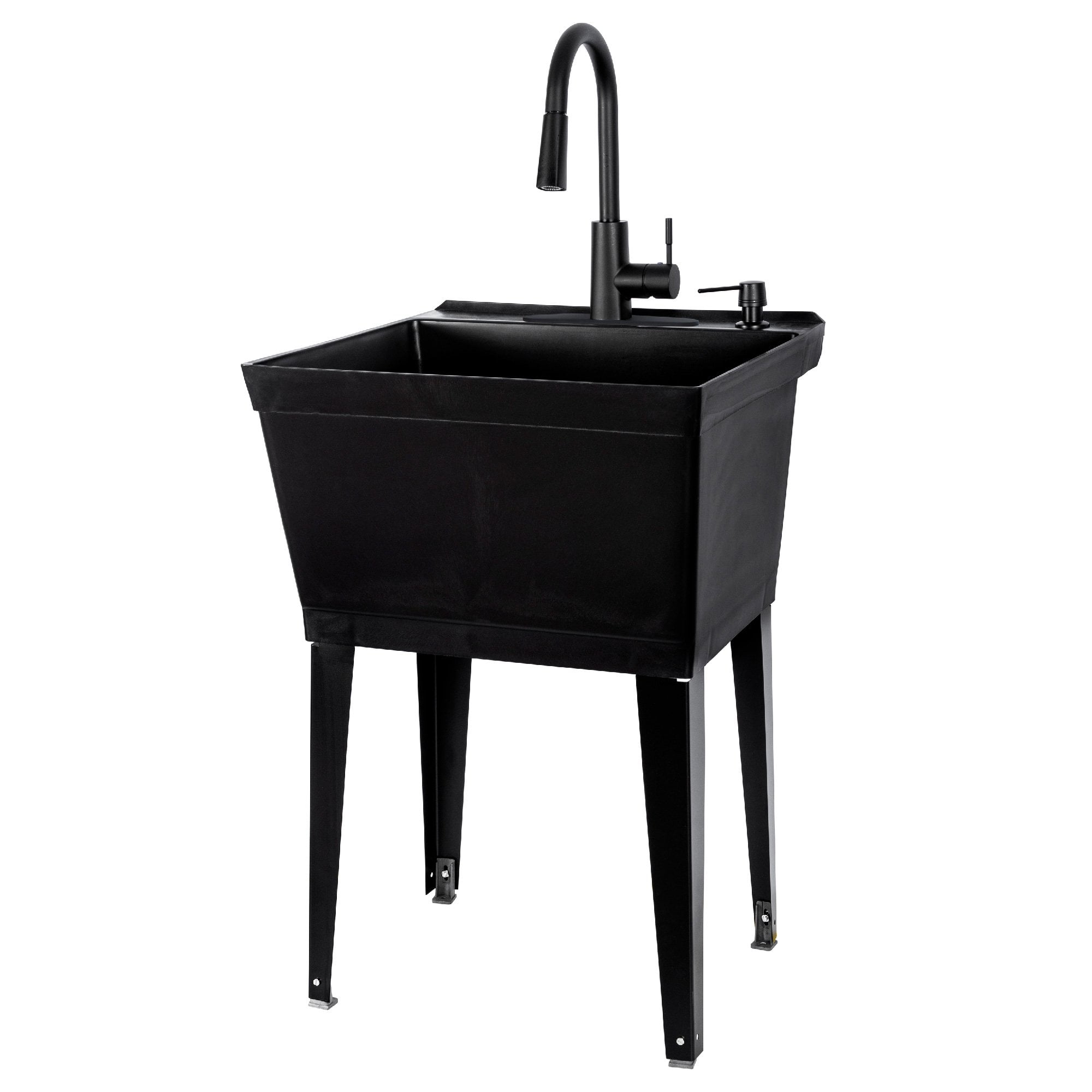 Kitchen Sink Cabinet,Free Standing Single Bowl Utility Sinks with Pull-Out  Faucet,Bathroom Vanity Hand Washing Station,Sink Cabinet Combo,for Laundry