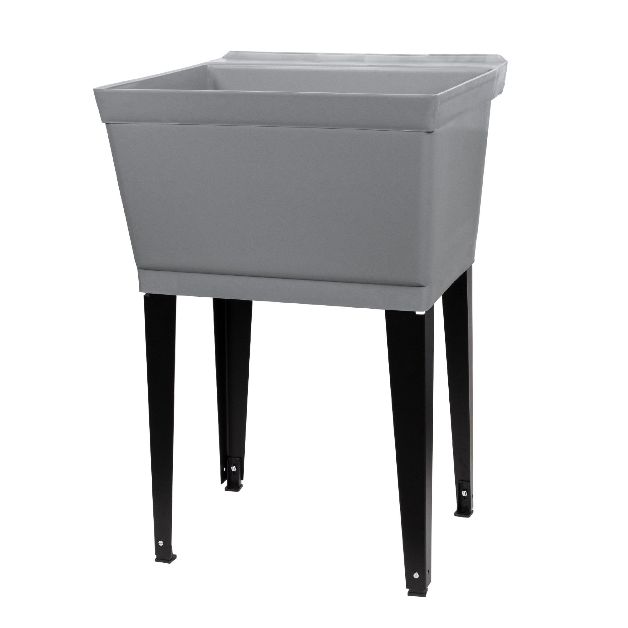 Gray Polypropylene Freestanding Laundry Utility Sink with Metal Legs