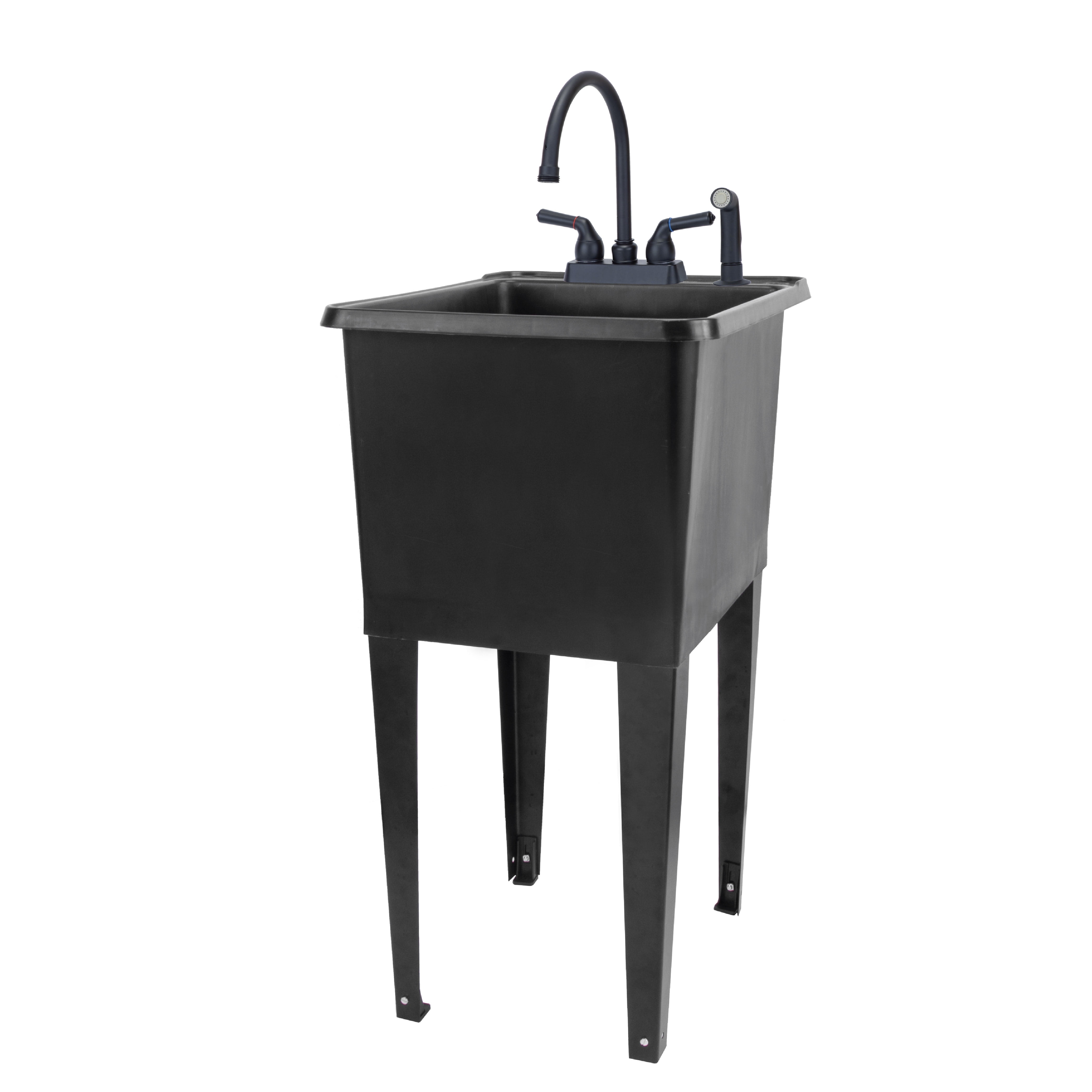 Black Stainless Steel Utility Sink,Outdoor Sink,Single Bowl Kitchen Sinks,Laundry Sink,Freestanding Sink,with Hot＆Cold Water Faucet,Drain 並行輸入品 Utility Sink with Cabinet, Freestanding Stainless Steel Single