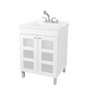 TEHILA White Utility Sink Laundry Vanity with Stainless Finish Pull-Out Faucet and Soap Dispenser