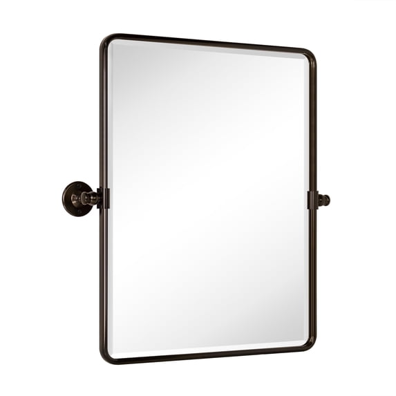 TEHOME Oil Rubbed Bronze Pivot Bathroom Mirror, 20x24 inches, Metal framedd Rectangle, Tilting Beveled Vanity Mirror