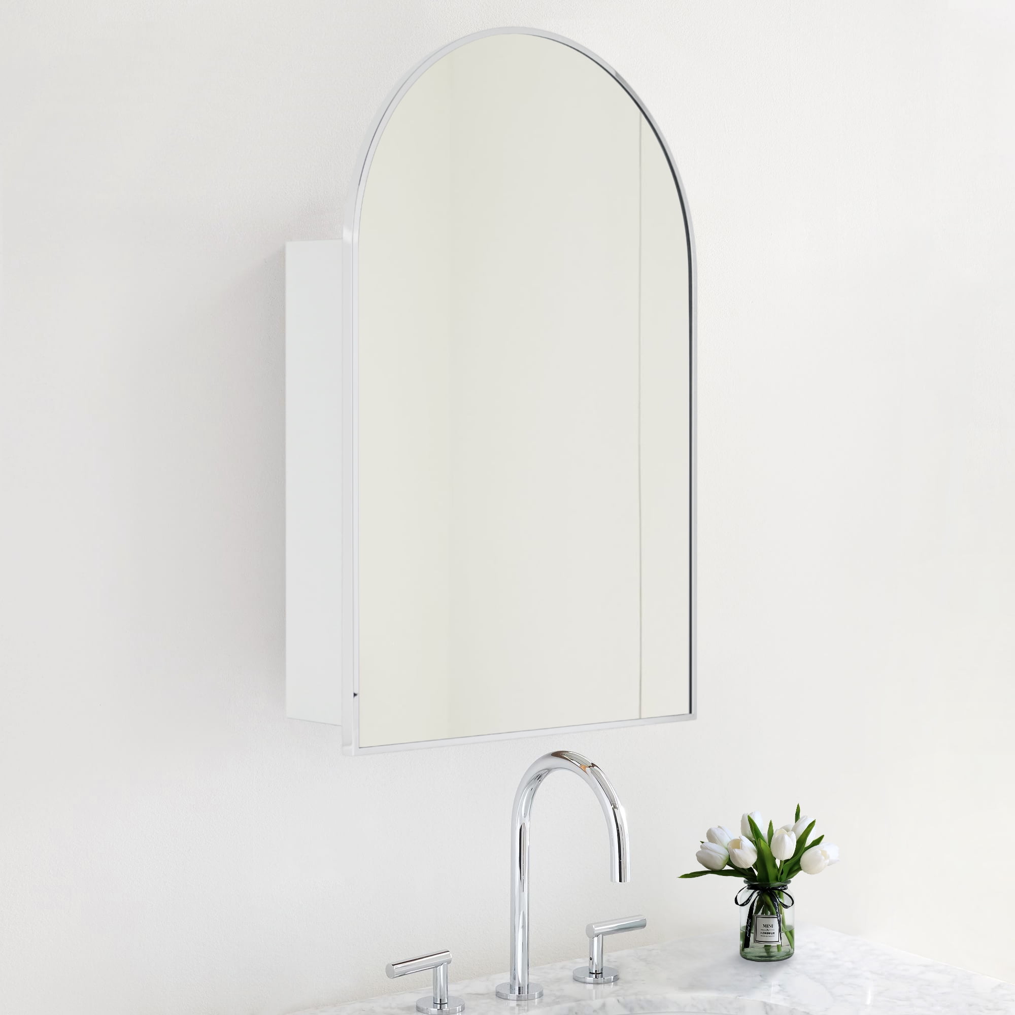 TEHOME 20 x 30'' Chrome Arched Bathroom Medicine Cabinet with Mirror ...