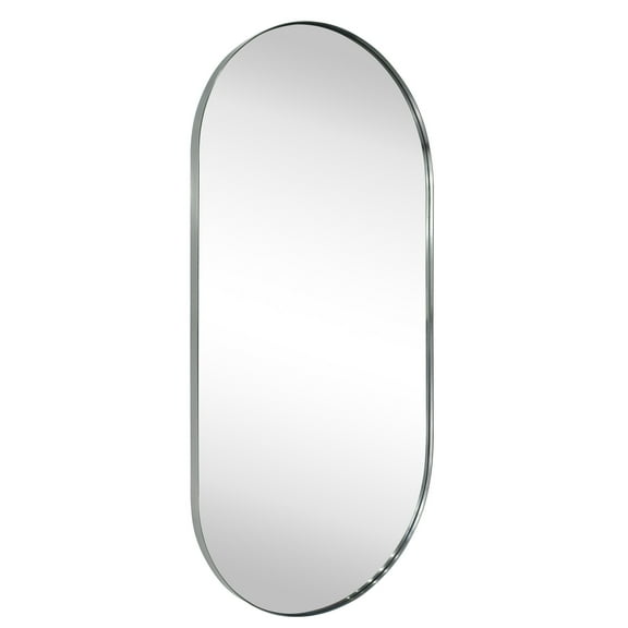 TEHOME 20x40" Brushed Nickel Metal Framed Oval Capsule Bathroom Mirror