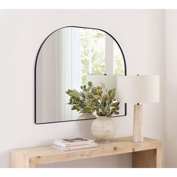 TEHOME Dezerae 32x40'' Large Black Arched Mantel Mirror Arch Fireplace Mirror for Bathroom or Living Room