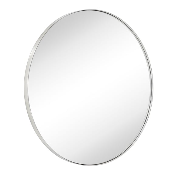 TEHOME Yolanta Brushed Nickel Round Mirror, 40 inches Diameter, Circle Wall for Bathroom