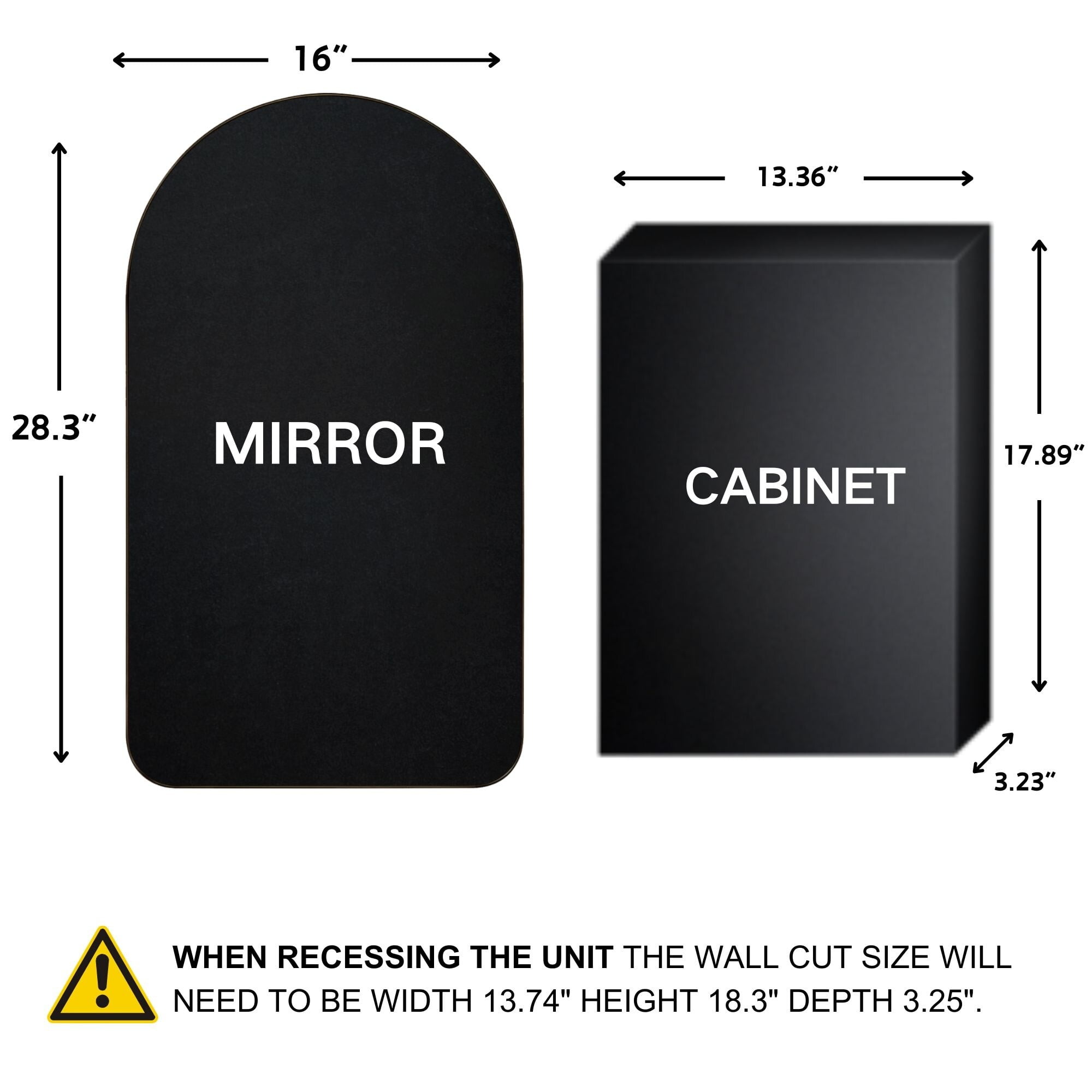 TEHOME Aristes Recessed Framed Medicine Cabinet with Mirror and ...