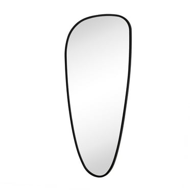 TEHOME Asymmetrical Bathroom Mirror Black Irregular Shaped Wall Mirror in Matt Black, 40 x 18 inches