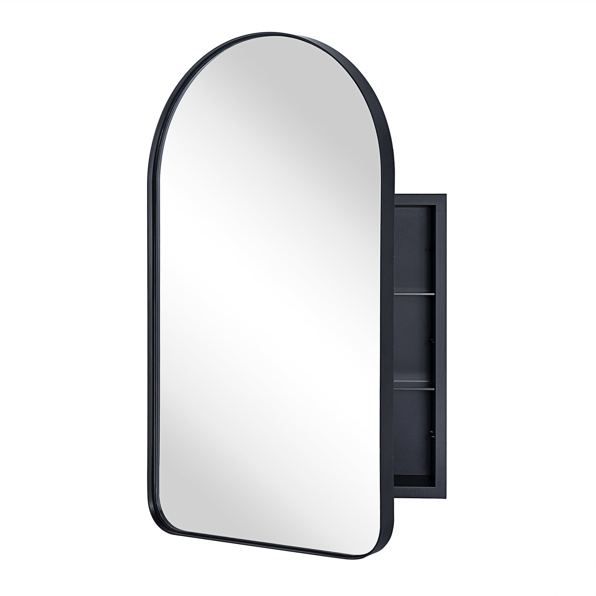 TEHOME Black Arched Recessed Bathroom Medicine Cabinet with Mirror ...