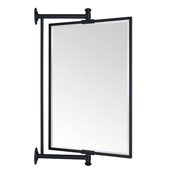 TEHOME Black Beveled Rectangle Pivot-N-View Bathroom Vanity Mirror 14x22"