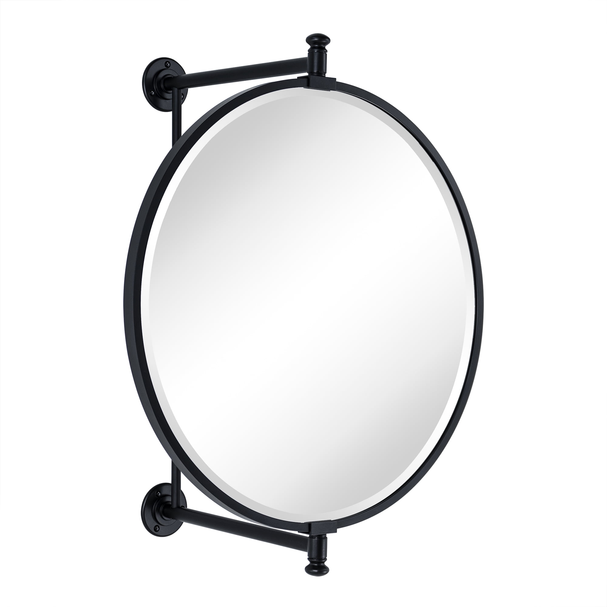 TEHOME Black Circle PivotNView Bathroom Vanity Mirror Round Rotating Tilting Mirror for Corner
