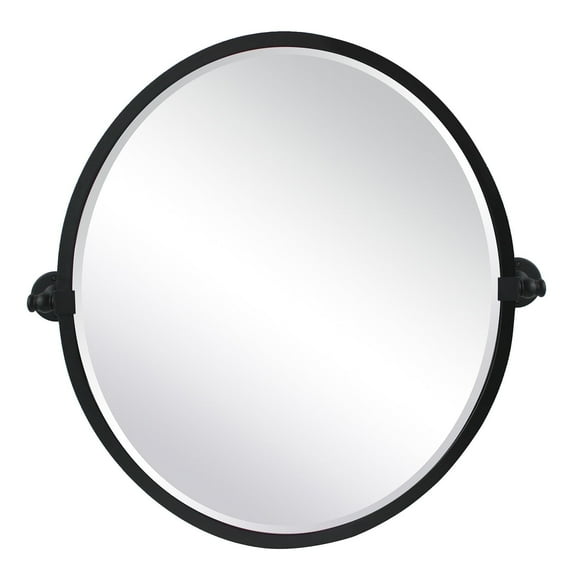TEHOME Black Metal Framed Pivot Oval Bathroom Mirror Vanity Mirrors 23''x3 x26''