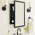 thumbnail image 1 of TEHOME Black Metal Framed Recessed Bathroom Medicine Cabinet with Mirror 16 x 24'', 1 of 9