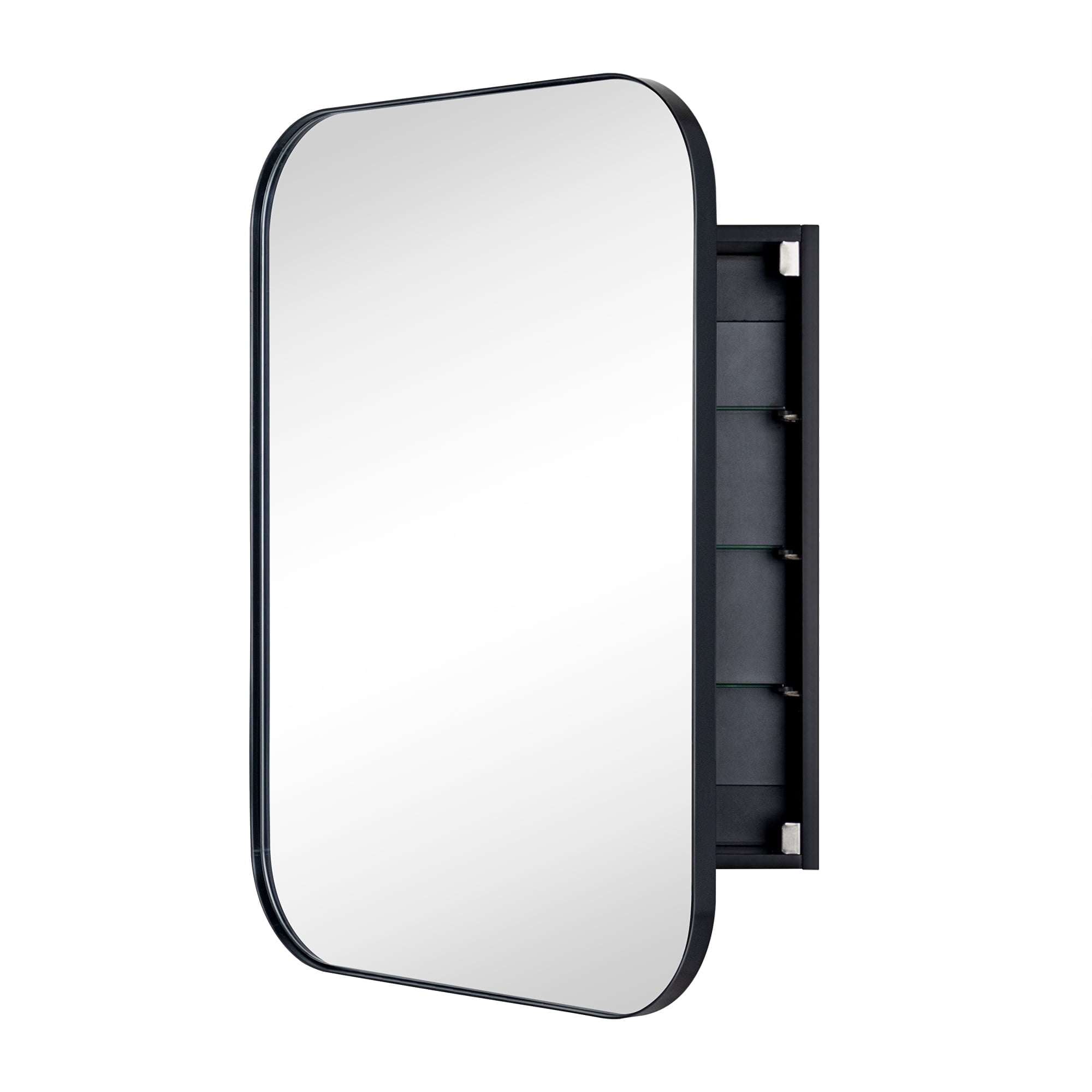 Matt Black Stainless Steel Rectangular Medicine Cabinet with Mirror, 22'' x 30''