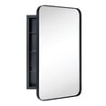 thumbnail image 1 of TEHOME Black Rectangle Recessed Bathroom Medicine Cabinet with Mirror Stainless Steel Metal Framed Rounded Rectangular Bathroom Cabinet with Mirror 16.5x27.5", 1 of 8