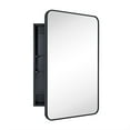 thumbnail image 1 of TEHOME Black Rectangle Recessed Stainless Steel Metal Framed Rounded Rectangular Bathroom Cabinet with Mirror 24x36'', 1 of 9